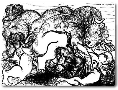 Pablo Picasso Classical Paintings Minotaur Attacking An Amazone